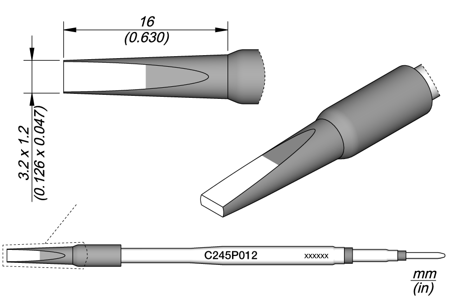 C245P012 - Chisel Cartridge 3.2 x 1.2